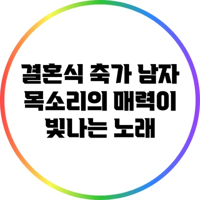 결혼식 축가 남자 목소리의 매력이 빛나는 노래