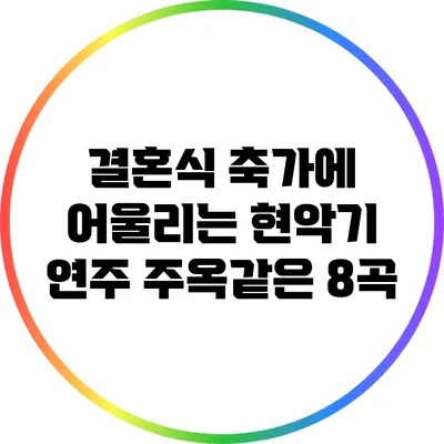 결혼식 축가에 어울리는 현악기 연주 주옥같은 8곡