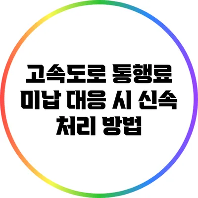고속도로 통행료 미납 대응 시 신속 처리 방법