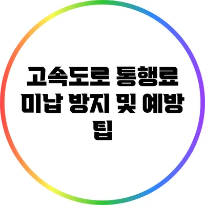고속도로 통행료 미납 방지 및 예방 팁