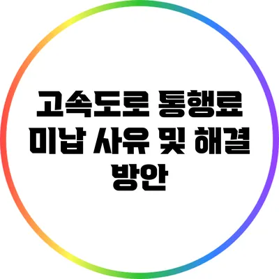 고속도로 통행료 미납 사유 및 해결 방안