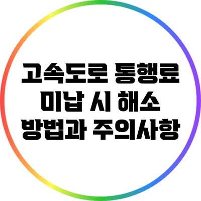 고속도로 통행료 미납 시 해소 방법과 주의사항