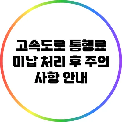 고속도로 통행료 미납 처리 후 주의 사항 안내