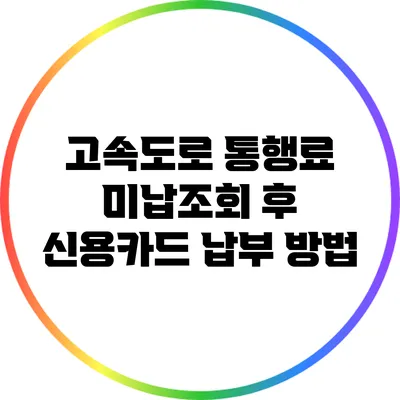 고속도로 통행료 미납조회 후 신용카드 납부 방법