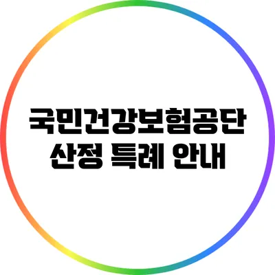 국민건강보험공단 산정 특례 안내