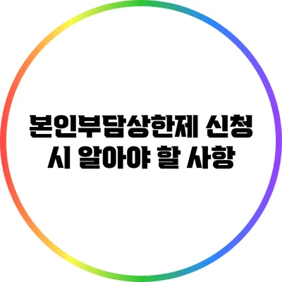 본인부담상한제 신청 시 알아야 할 사항