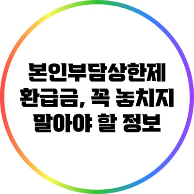 본인부담상한제 환급금, 꼭 놓치지 말아야 할 정보
