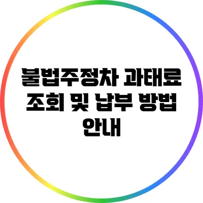 불법주정차 과태료 조회 및 납부 방법 안내