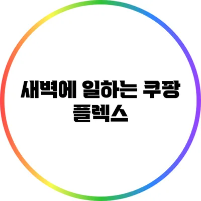 새벽에 일하는 쿠팡 플렉스