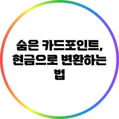 숨은 카드포인트, 현금으로 변환하는 법