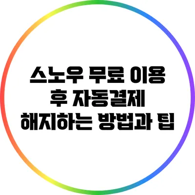 스노우 무료 이용 후 자동결제 해지하는 방법과 팁