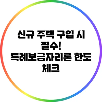 신규 주택 구입 시 필수! 특례보금자리론 한도 체크