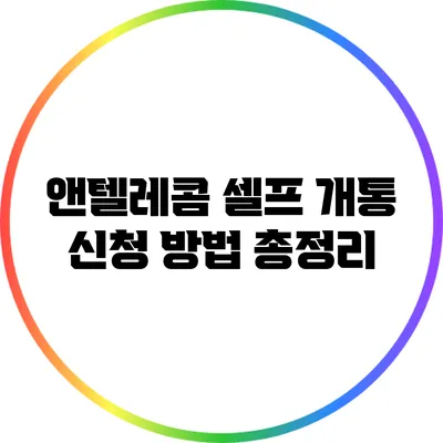 앤텔레콤 셀프 개통 신청 방법 총정리