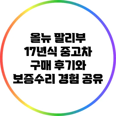 올뉴 말리부 17년식 중고차 구매 후기와 보증수리 경험 공유