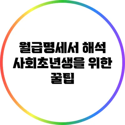 월급명세서 해석: 사회초년생을 위한 꿀팁