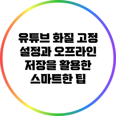 유튜브 화질 고정 설정과 오프라인 저장을 활용한 스마트한 팁