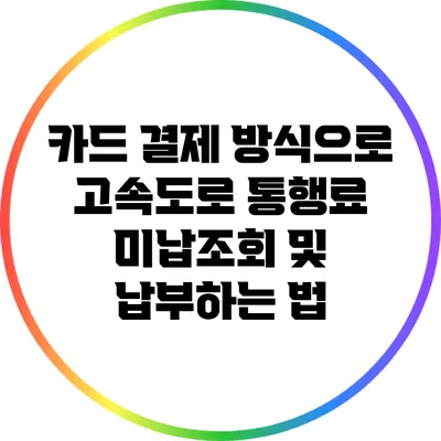 카드 결제 방식으로 고속도로 통행료 미납조회 및 납부하는 법