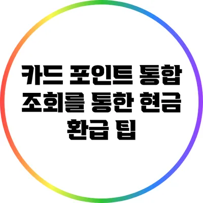 카드 포인트 통합 조회를 통한 현금 환급 팁