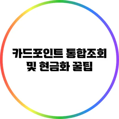 카드포인트 통합조회 및 현금화 꿀팁