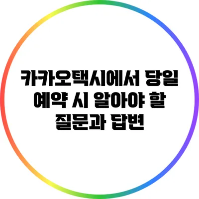 카카오택시에서 당일 예약 시 알아야 할 질문과 답변