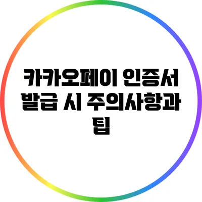 카카오페이 인증서 발급 시 주의사항과 팁