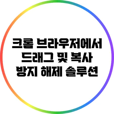 크롬 브라우저에서 드래그 및 복사 방지 해제 솔루션