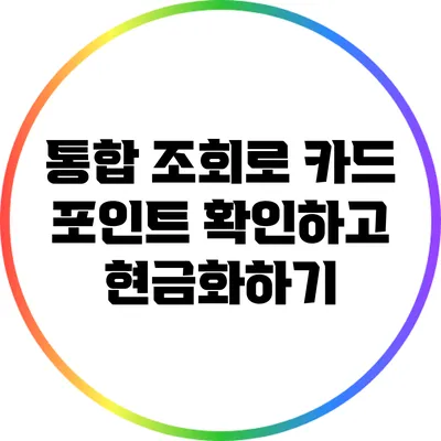 통합 조회로 카드 포인트 확인하고 현금화하기