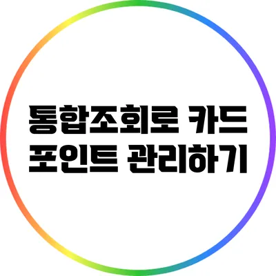 통합조회로 카드 포인트 관리하기