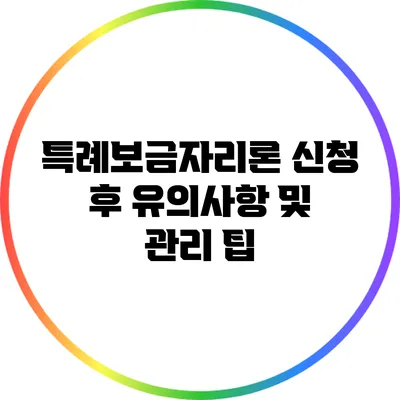 특례보금자리론 신청 후 유의사항 및 관리 팁