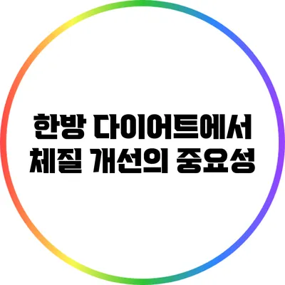 한방 다이어트에서 체질 개선의 중요성
