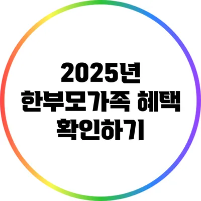 2025년 한부모가족 혜택 확인하기