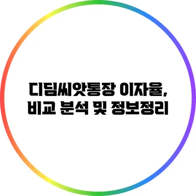 디딤씨앗통장 이자율, 비교 분석 및 정보정리