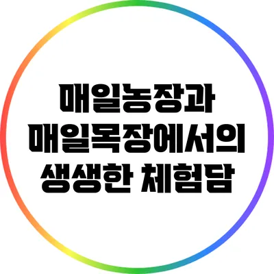 매일농장과 매일목장에서의 생생한 체험담