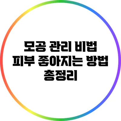 모공 관리 비법: 피부 좋아지는 방법 총정리