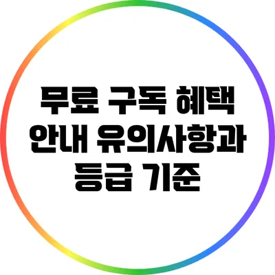무료 구독 혜택 안내: 유의사항과 등급 기준
