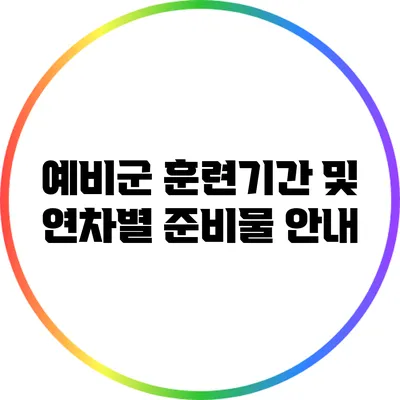 예비군 훈련기간 및 연차별 준비물 안내