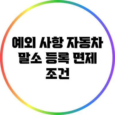 예외 사항: 자동차 말소 등록 면제 조건