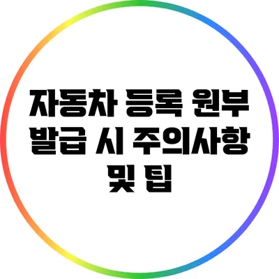 자동차 등록 원부 발급 시 주의사항 및 팁