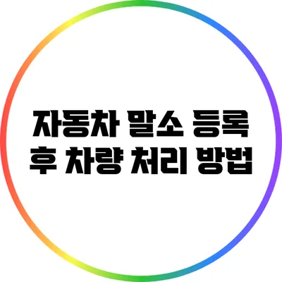 자동차 말소 등록 후 차량 처리 방법
