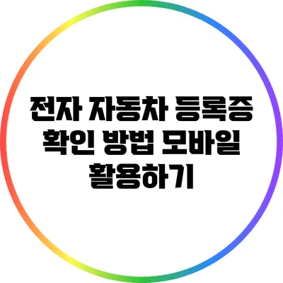 전자 자동차 등록증 확인 방법: 모바일 활용하기