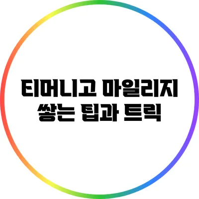 티머니고 마일리지 쌓는 팁과 트릭