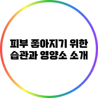 피부 좋아지기 위한 습관과 영양소 소개