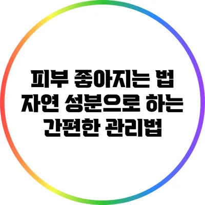 피부 좋아지는 법: 자연 성분으로 하는 간편한 관리법