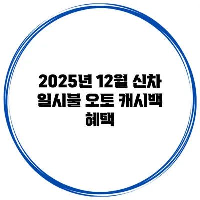 2025년 12월 신차 일시불 오토 캐시백 혜택