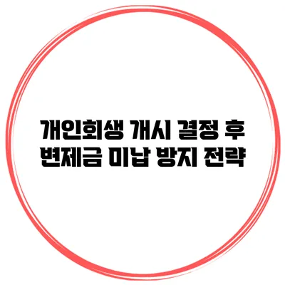 개인회생 개시 결정 후 변제금 미납 방지 전략