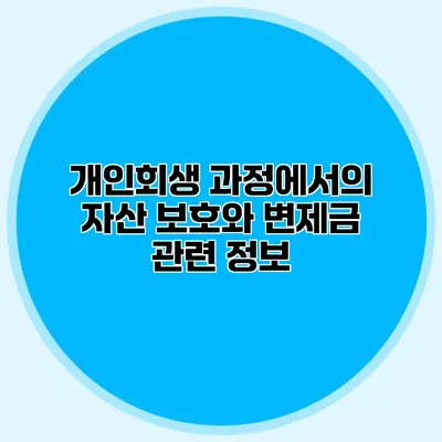 개인회생 과정에서의 자산 보호와 변제금 관련 정보