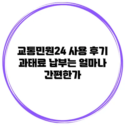 교통민원24 사용 후기 과태료 납부는 얼마나 간편한가?
