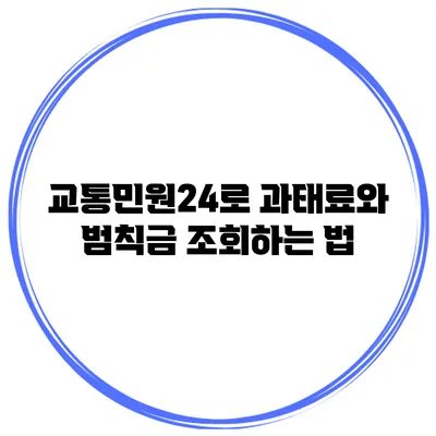 교통민원24로 과태료와 범칙금 조회하는 법