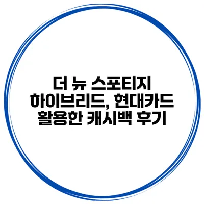 더 뉴 스포티지 하이브리드, 현대카드 활용한 캐시백 후기