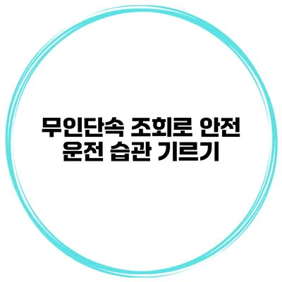 무인단속 조회로 안전 운전 습관 기르기